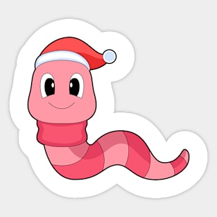 Worm Christmas Christmas hat Sticker